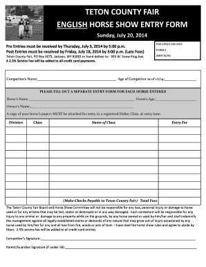 TETON COUNTY FAIR ENGLISH HORSE SHOW ENTRY FORM - tetonwyo