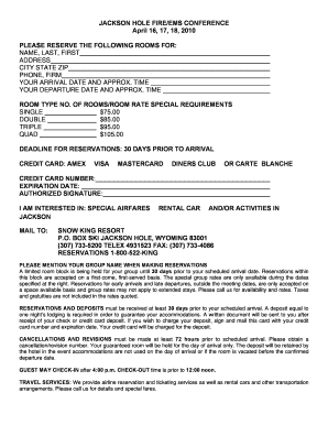 To Print Out A Lodging Registration Form To Be Mailed Directly to - tetonwyo