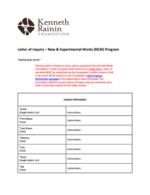 Letter of Inquiry New & Experimental Works (NEW) Program - krfoundation