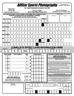 Fillable Online AllStar Sports Photography Fax Email Print - pdfFiller