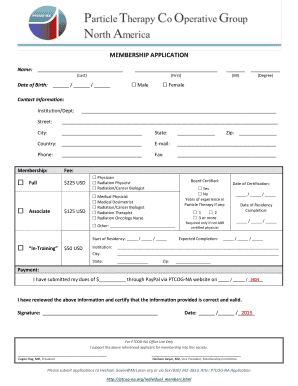 Institution/Dept: - ptcog-na