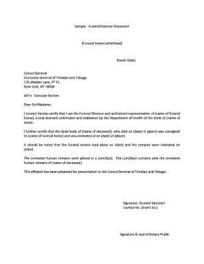Fillable Online Sample - Funeral Director Statement Fax Email Print ...