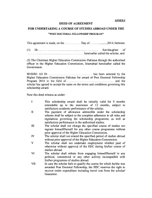 Hec deed of agreement
