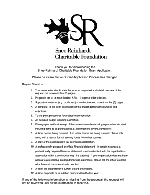Snee-Reinhardt Charitable Foundation Grant Application - snee-reinhardt