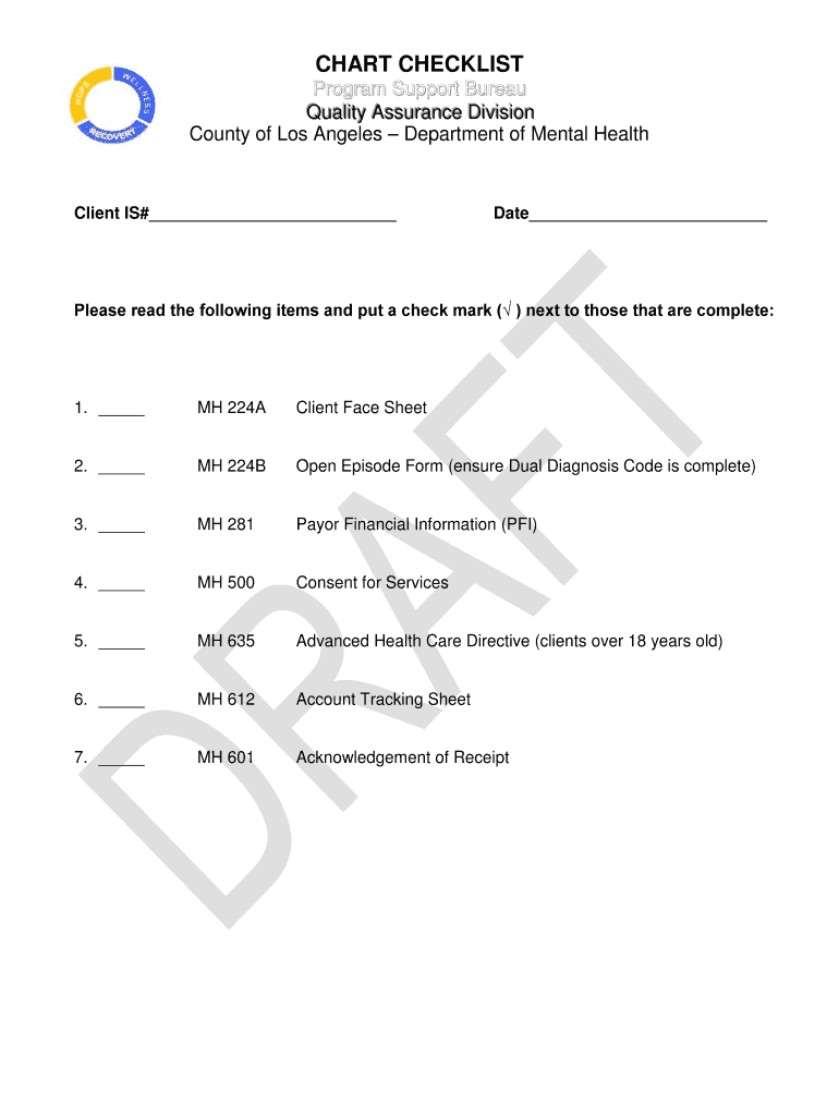 Fillable Online Chart Checklist - Los Angeles County, California Fax ...