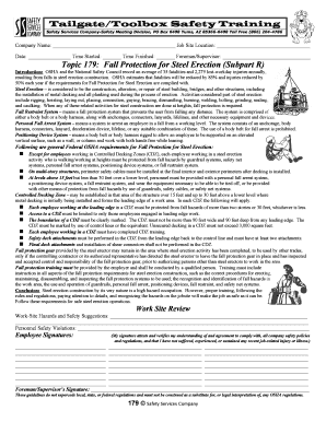 Fillable Online 179 Fall Protection for Steel Erection Subpart R Fax ...