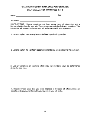 Employee Performance Evaluation Self Evaluation - chamberstx
