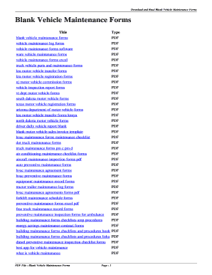Blank Vehicle Maintenance Forms. blank vehicle maintenance forms - iwops