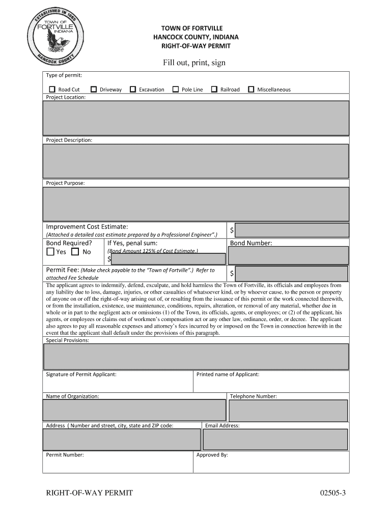 Fillable Online fortvilleindiana TOWN OF FORTVILLE Fax Email Print
