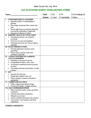 4-H CLOTHING EVENT EVALUATION FORM - extension iastate