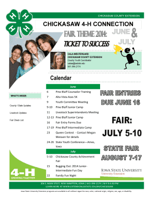 CHICKASAW 4-H CONNECTION Calendar - Iowa State University ... - extension iastate