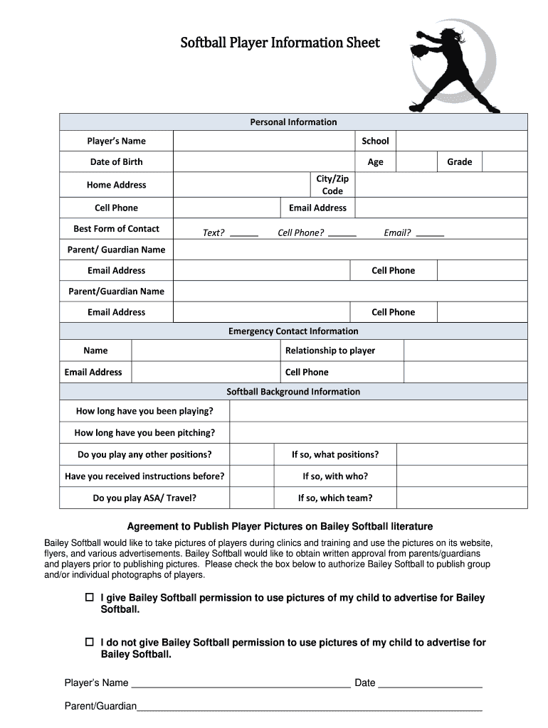 Make A Softball Scout Player Info Sheet Fill Online, Printable