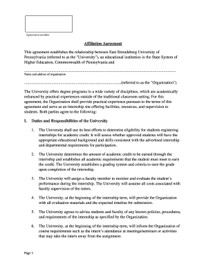 Process to complete generic affiliation agreement - www4 esu