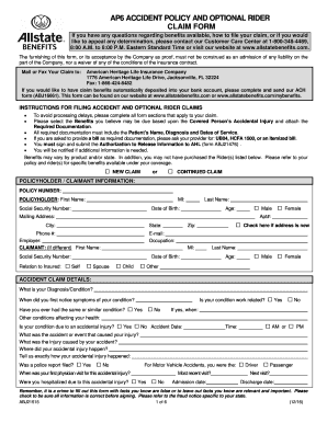 AP6 ACCIDENT POLICY AND OPTIONAL RIDER CLAIM FORM
