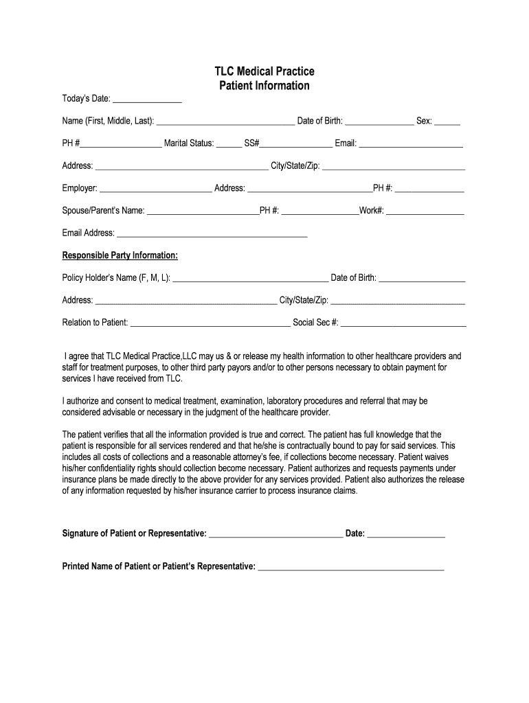 Fillable Online TLC Medical Practice Fax Email Print pdfFiller