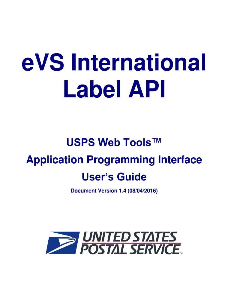 Fillable Online eVS International Label API Fax Email Print