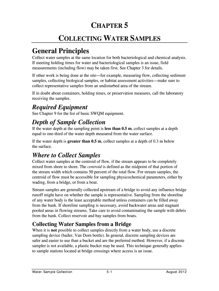 Fillable Online COLLECTING WATER SAMPLES Fax Email Print pdfFiller