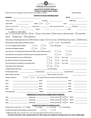 MEHLVILLE SCHOOL DISTRICT STUDENT ENROLLMENT FORM