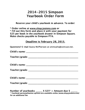 2014-2015 Yearbook Order Form - simpsonpta.org