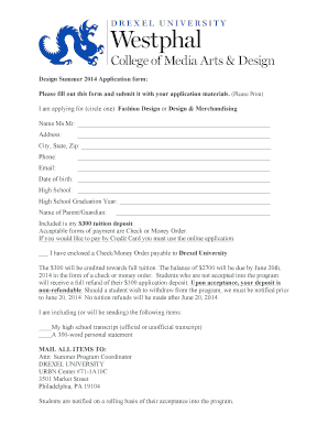 Design Summer Application Form.doc - drexel