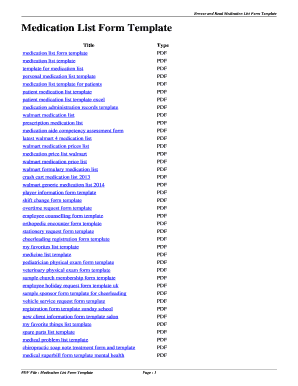 Medication List Form Template. medication list form template - peio