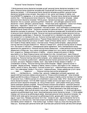 Fillable Online odese Personal Trainer Disclaimer Template Personal