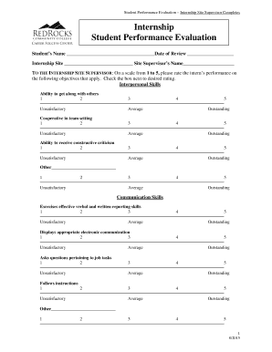 Barista performance evaluation form - Internship Student Performance Evaluation - rrcc