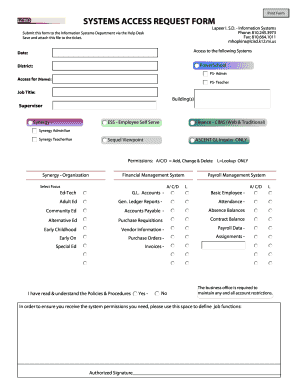 Fillable Online SYSTEMS ACCESS REQUEST FORM Fax Email Print - pdfFiller
