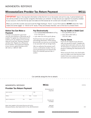 MC11, Provider Tax Return Payment voucher - formupack