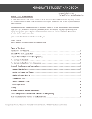 Fillable Online cmu GRADUATE STUDENT HANDBOOK - Homepage - CMU Fax ...
