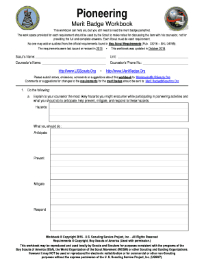 The requirements were last issued or revised in 2013 This workbook was updated in October 2016