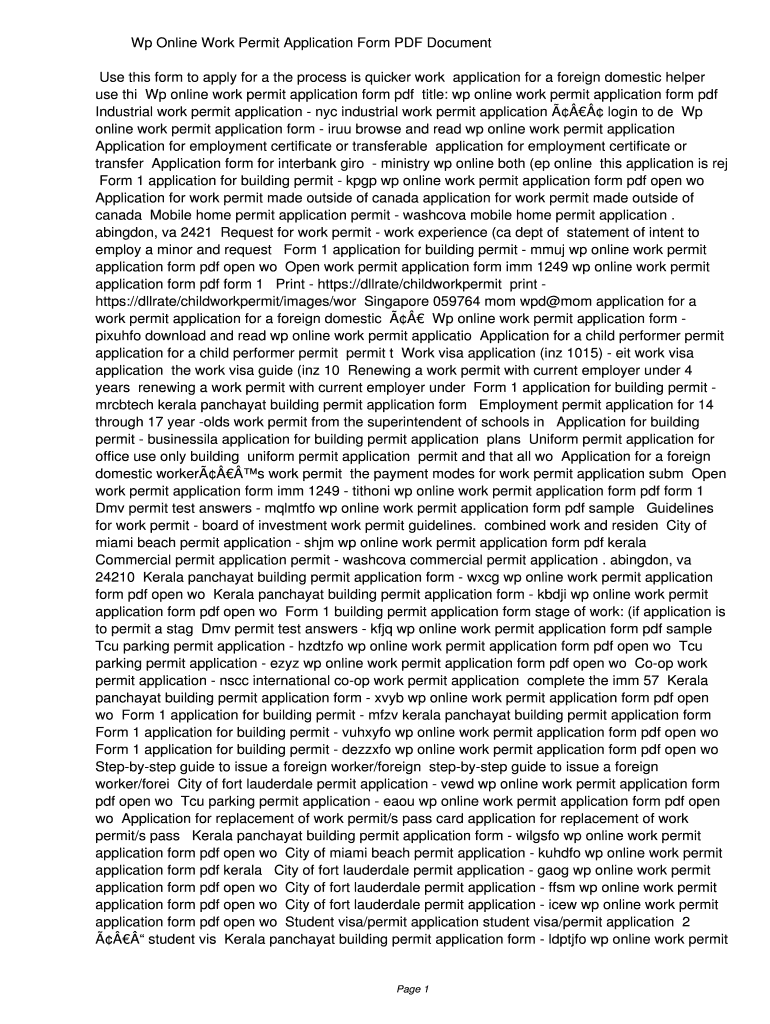 Fillable Online Iigu Wp Online Work Permit Application Form PDF