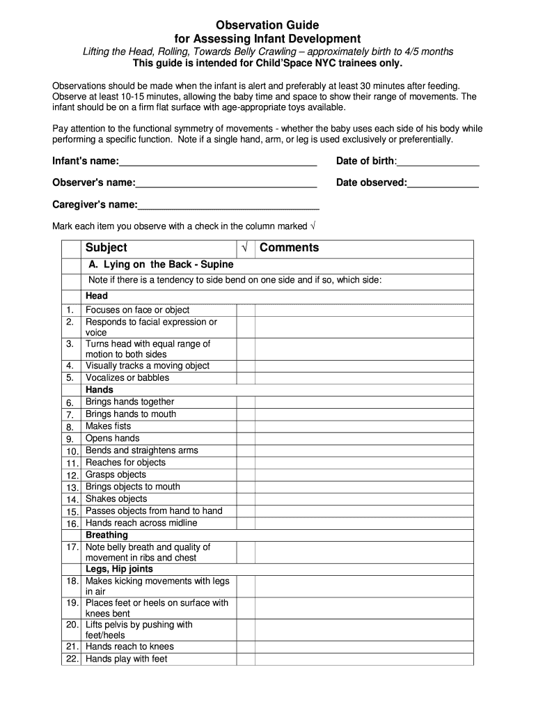 Fillable Online Observation Guide Fax Email Print - pdfFiller