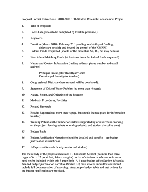 Project proposal example for students - Proposal Format Instructions: 2010-2011 104b Student Research Enhancement Project - uky