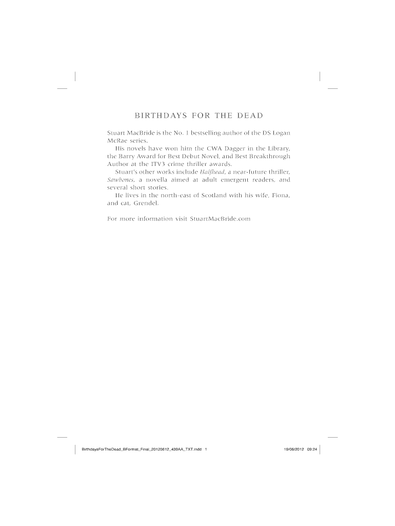 Fillable Online BIRTHDAYS FOR THE DEAD Fax Email Print pdfFiller