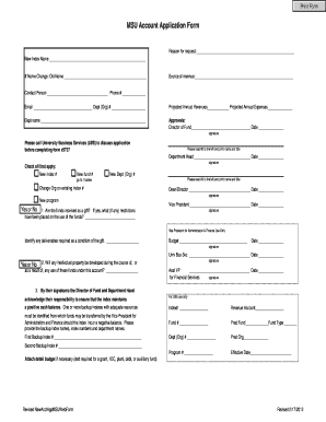 MSU Account Application Form PDF - Montana State University