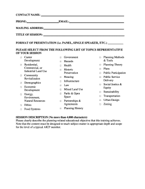 Fillable Online unr Call for Sessions Form Fax Email Print - pdfFiller