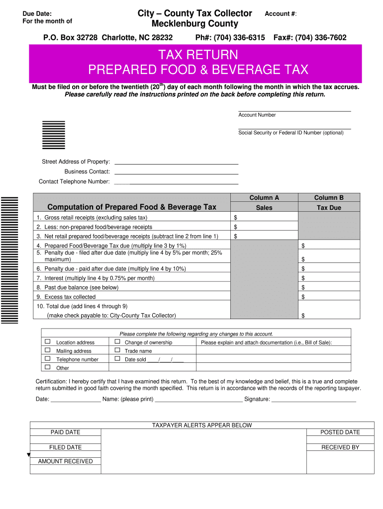 prepared food and beverage tax mecklenburg county Preview on Page 1