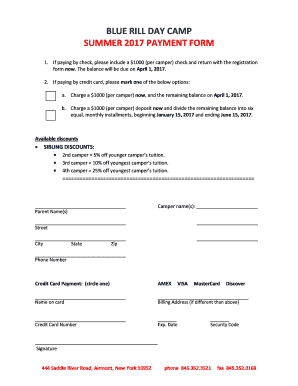SUMMER 2017 PAYMENT FORM