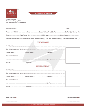 booking application form pdf - C-Zara Homes