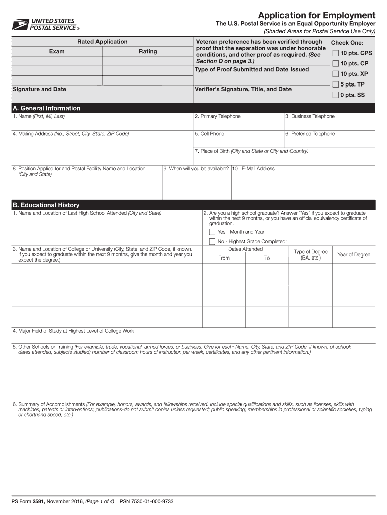 USPS PS 2591 2016 2022 Fill And Sign Printable Template Online US