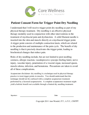 Fillable Online Patient Consent Form for Trigger Point Dry Needling Fax ...