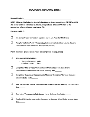 College behavior chart - DOCTORAL TRACKING SHEET - unco