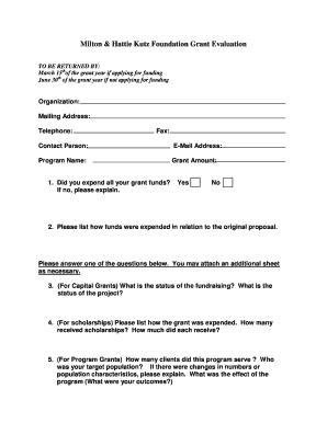 FUND FOR WOMEN EVALUATION FORM