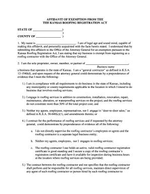 Fillable Online ag ks AFFIDAVIT OF EXEMPTION FROM THE THE KANSAS ...