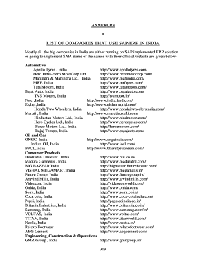 LIST OF COMPANIES THAT USE SAP/ERP IN INDIA