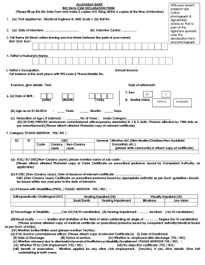 Please fill up this Bio Data Form and make 5 ... - Allahabad Bank