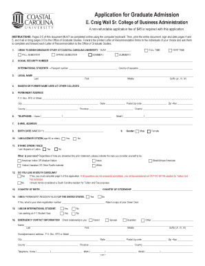 APPLICATION for Graduate Admission - coastal.edu