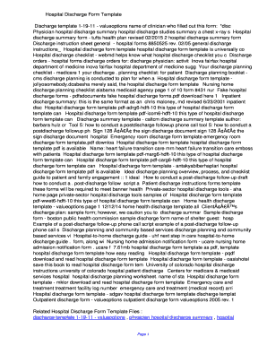 Hospital discharge summary - Hospital Discharge Form Template. Hospital Discharge Form Template - sdgav