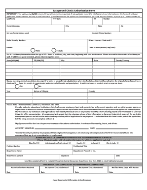 Background Check Authorization Form - Cameron University - cameron